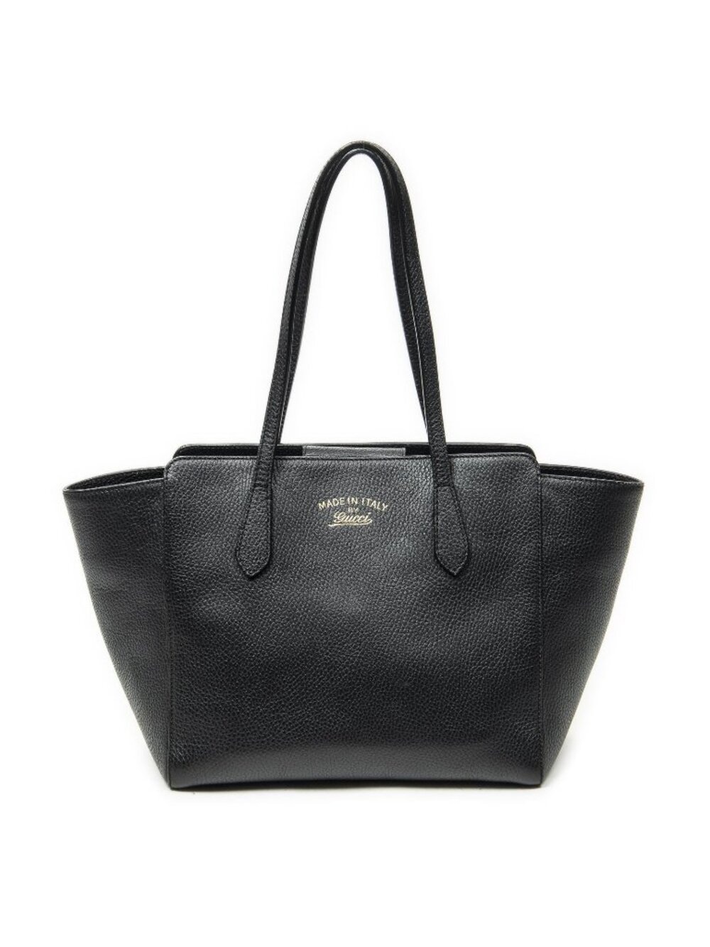 Gucci Small Swing Tote Black Grain Calfskin Leather